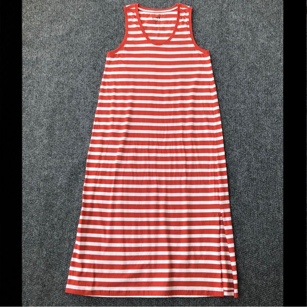 Pact Striped Tank Midi dress size medium 100% organic cotton